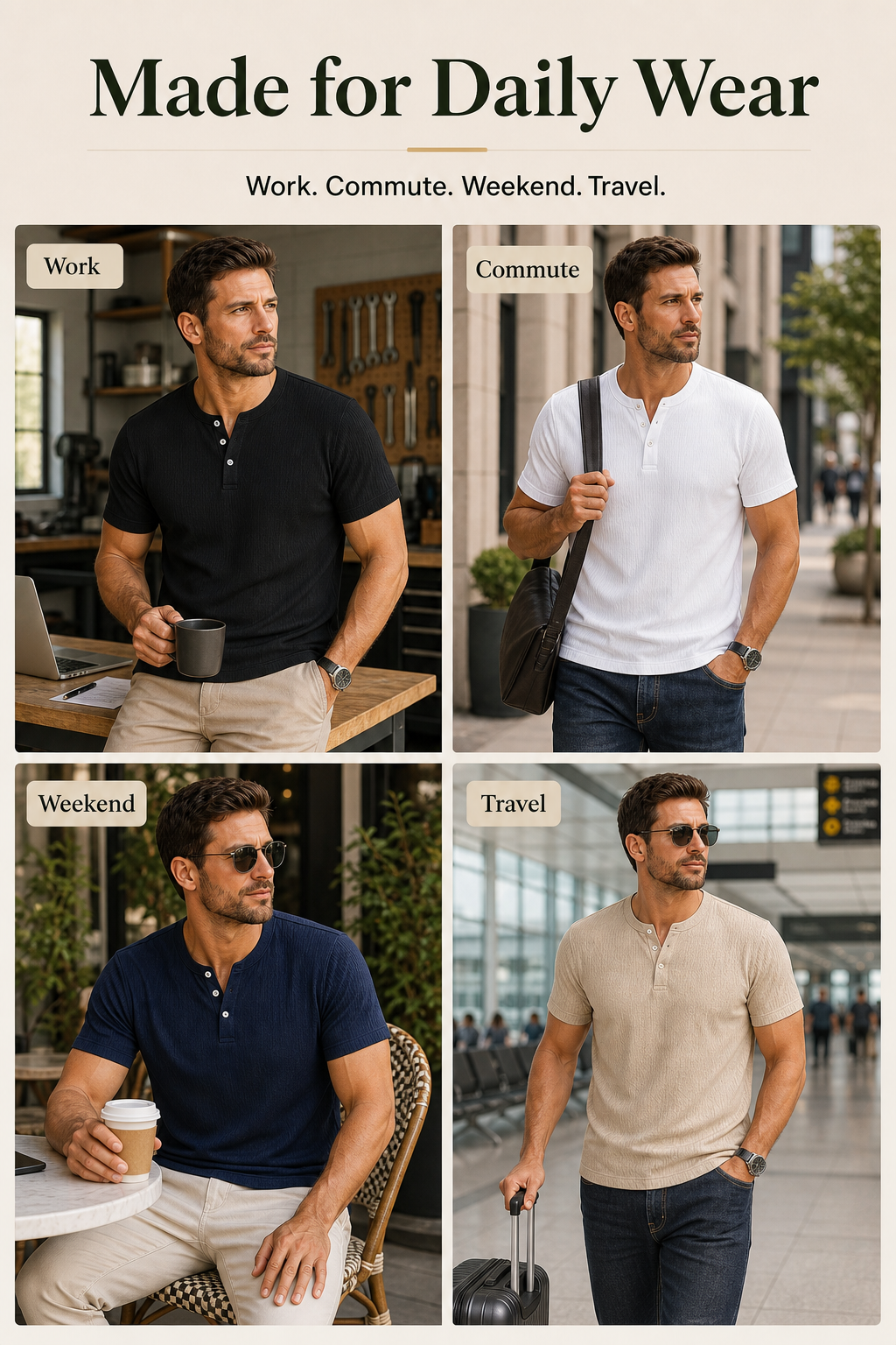 Ribbed Henley daily wear use case image