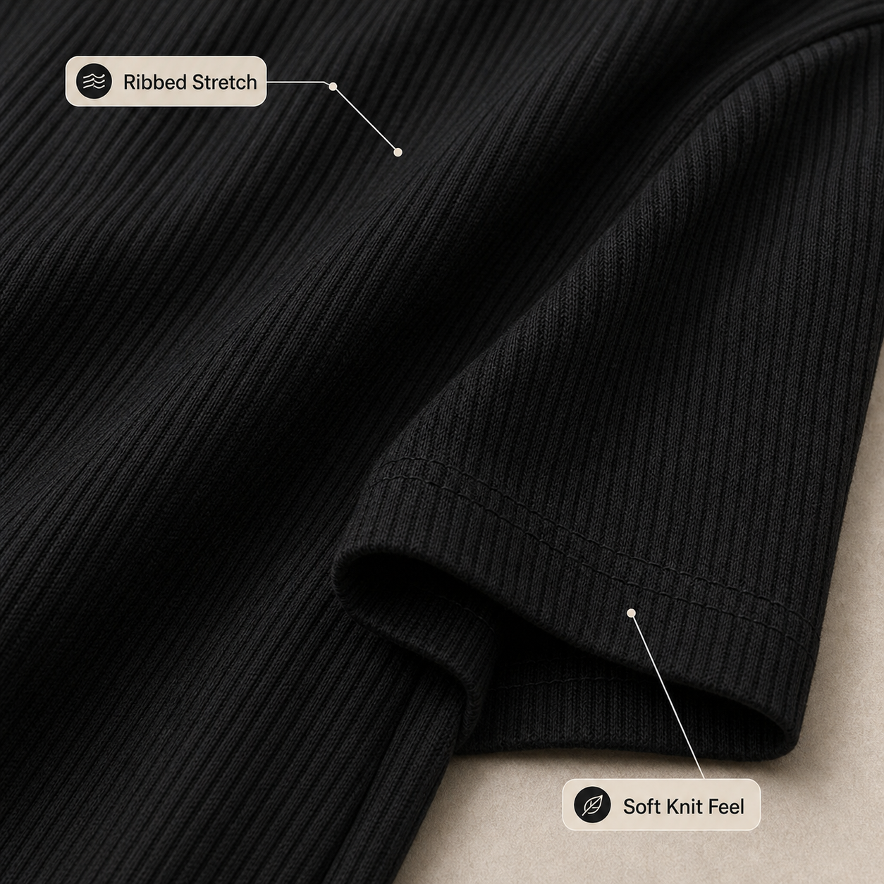 Ribbed stretch fabric detail image