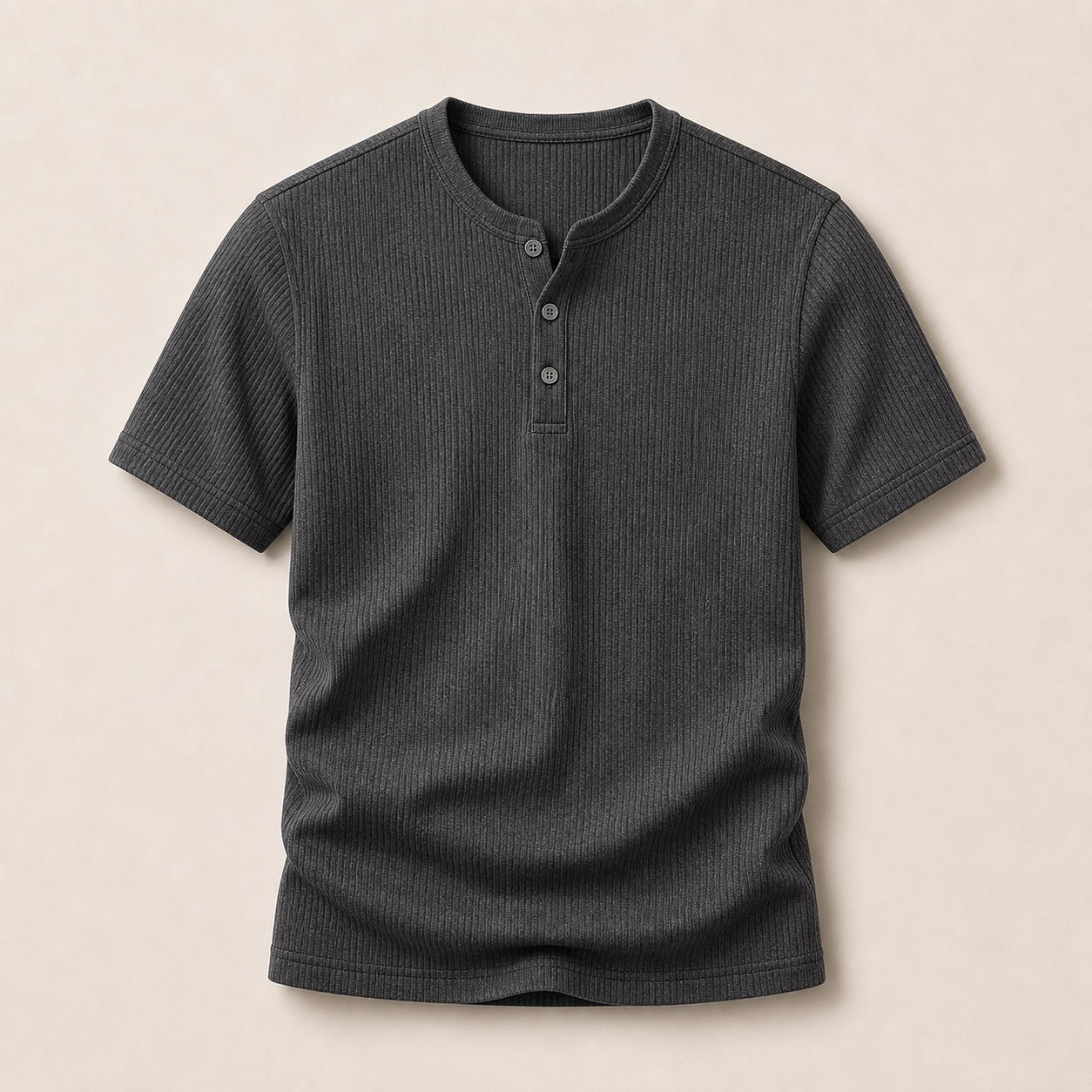 Dark Gray ribbed Henley T-shirt product image