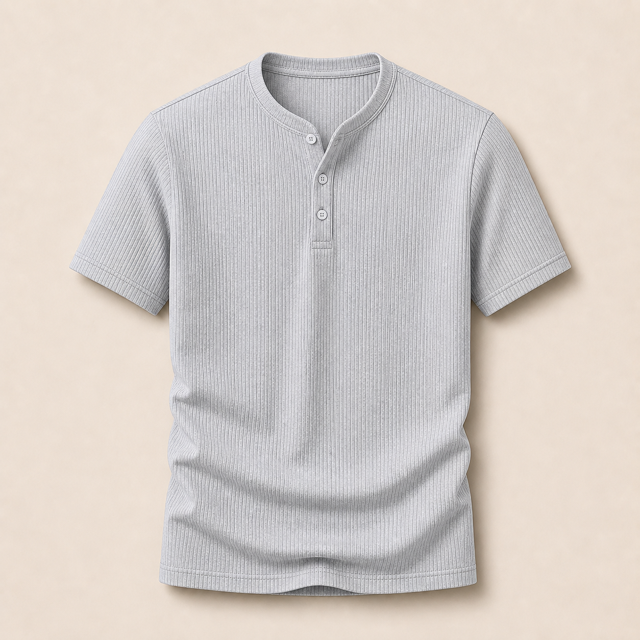 Light Gray ribbed Henley T-shirt product image