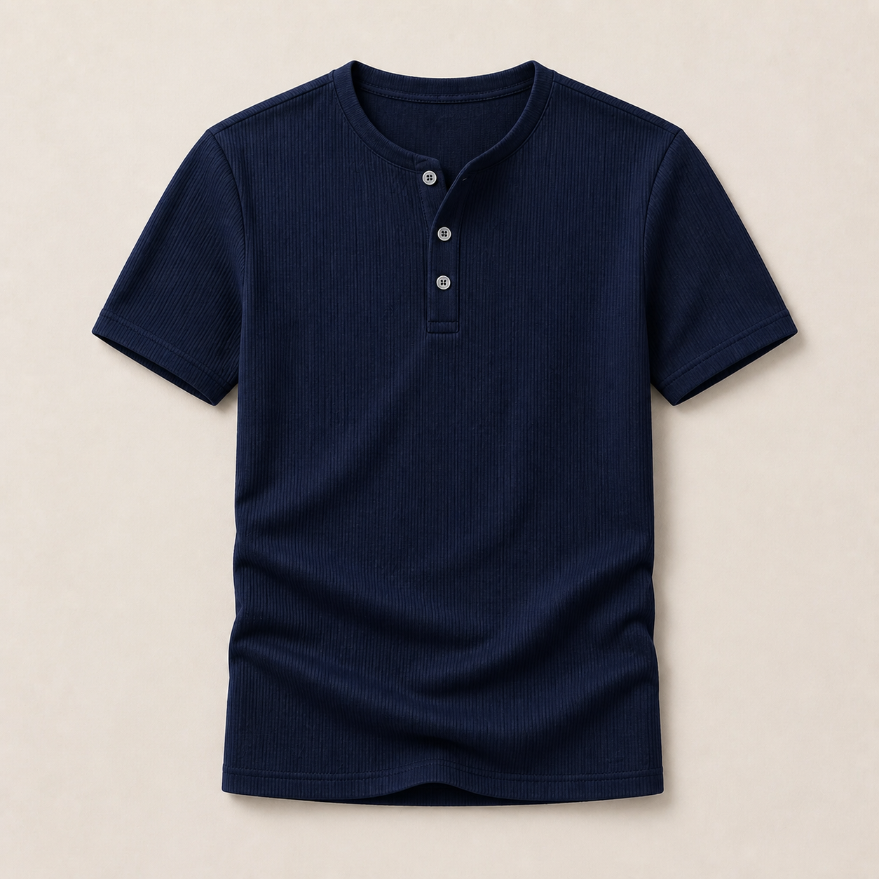 Navy Blue ribbed Henley T-shirt product image