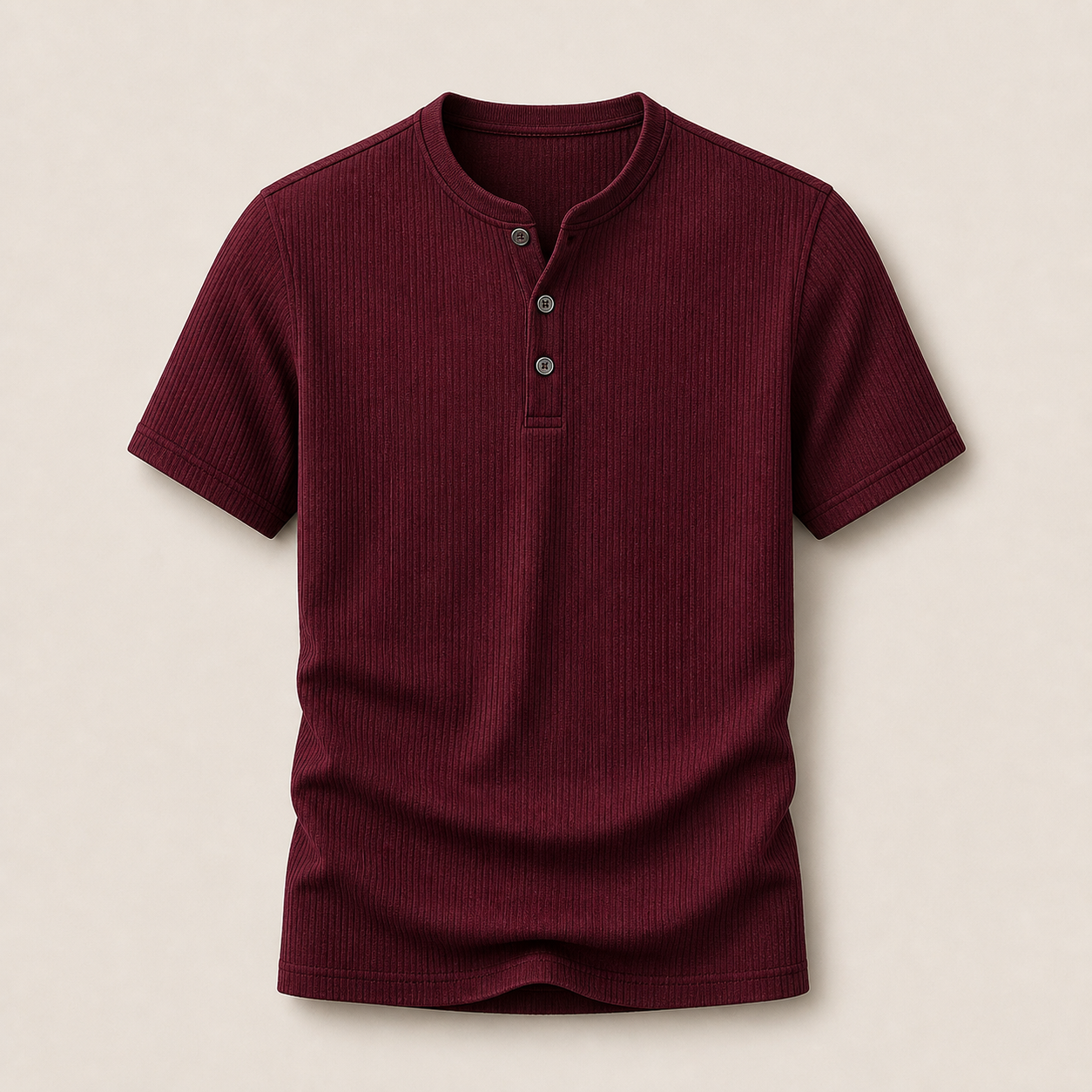 Wine Red ribbed Henley T-shirt product image