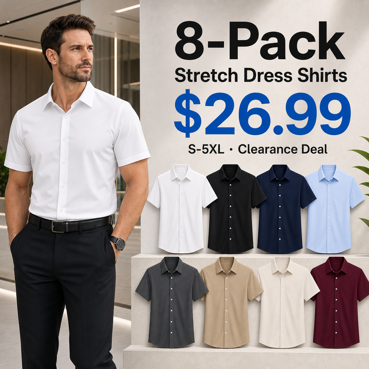 8-Pack Stretch Dress Shirts promo main image