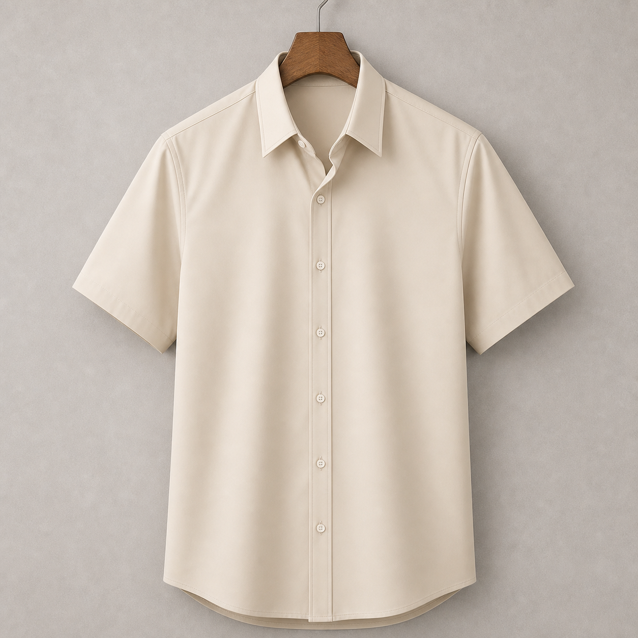 Beige stretch short sleeve dress shirt product image