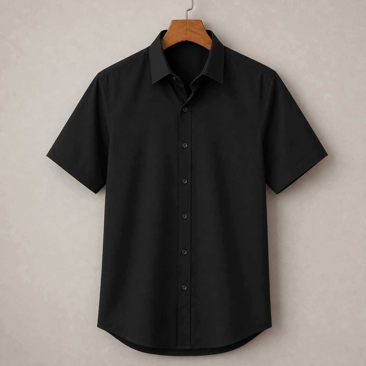Black stretch short sleeve dress shirt product image