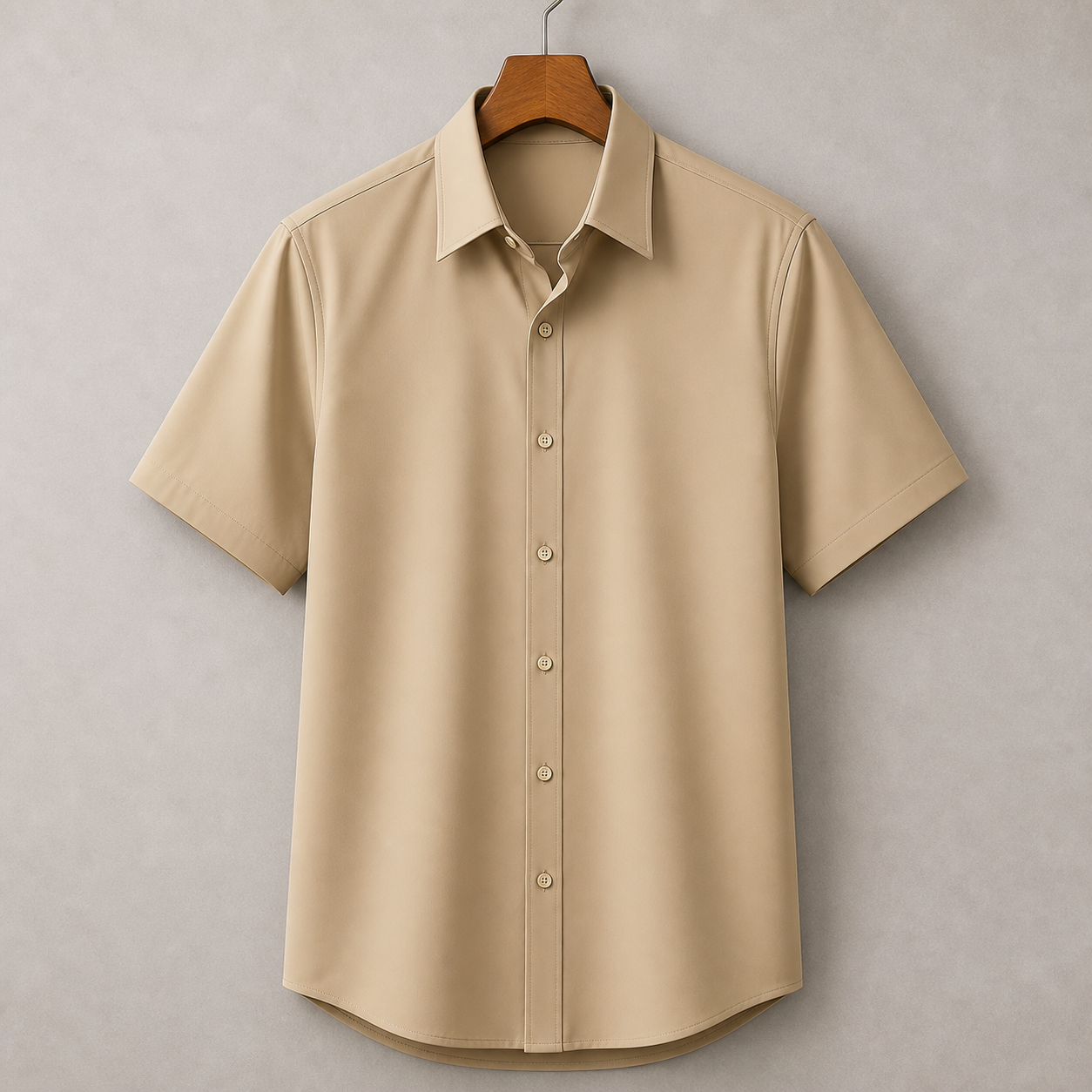 Khaki stretch short sleeve dress shirt product image