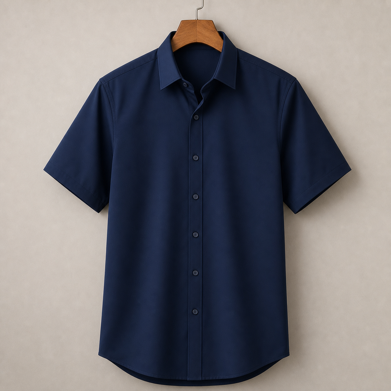 Navy Blue stretch short sleeve dress shirt product image