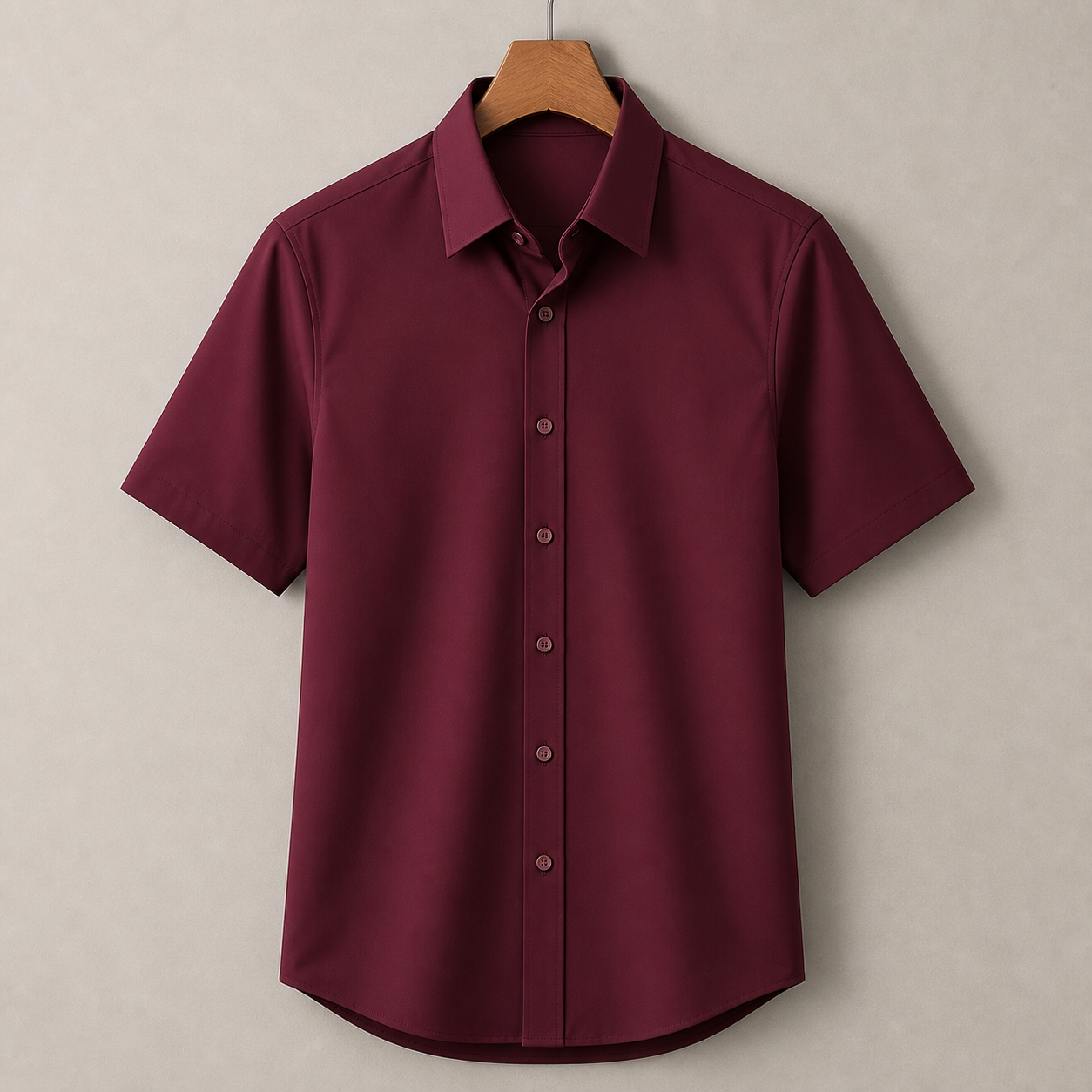 Wine Red stretch short sleeve dress shirt product image