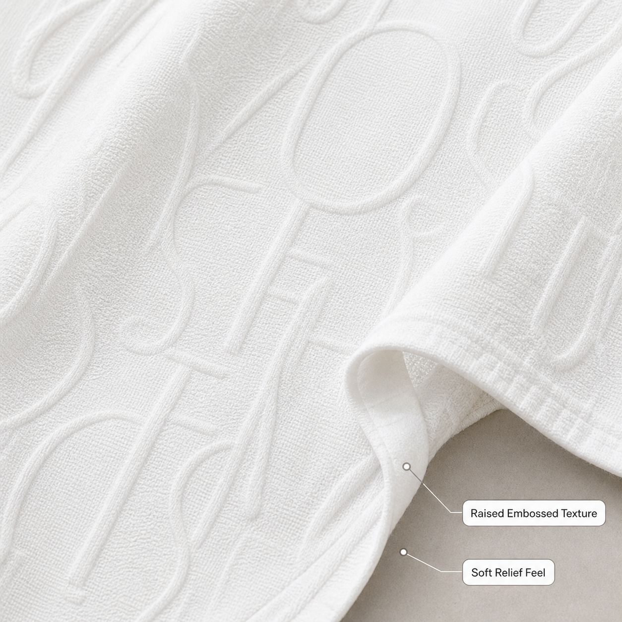 Raised embossed fabric texture detail image