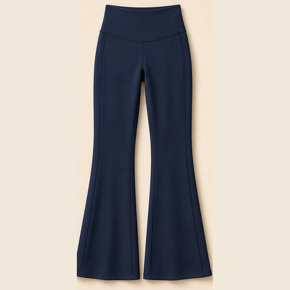 Navy Blue women's high-waist flare pants product image