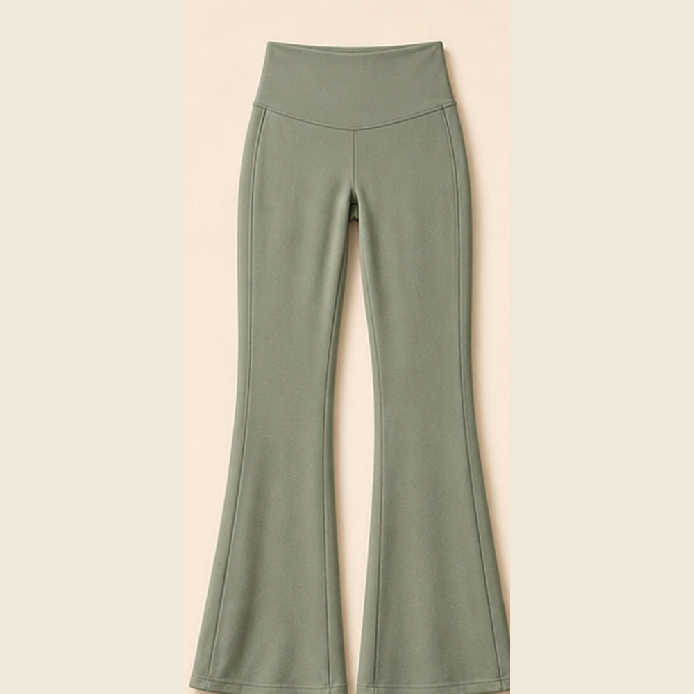 Sage Green women's high-waist flare pants product image