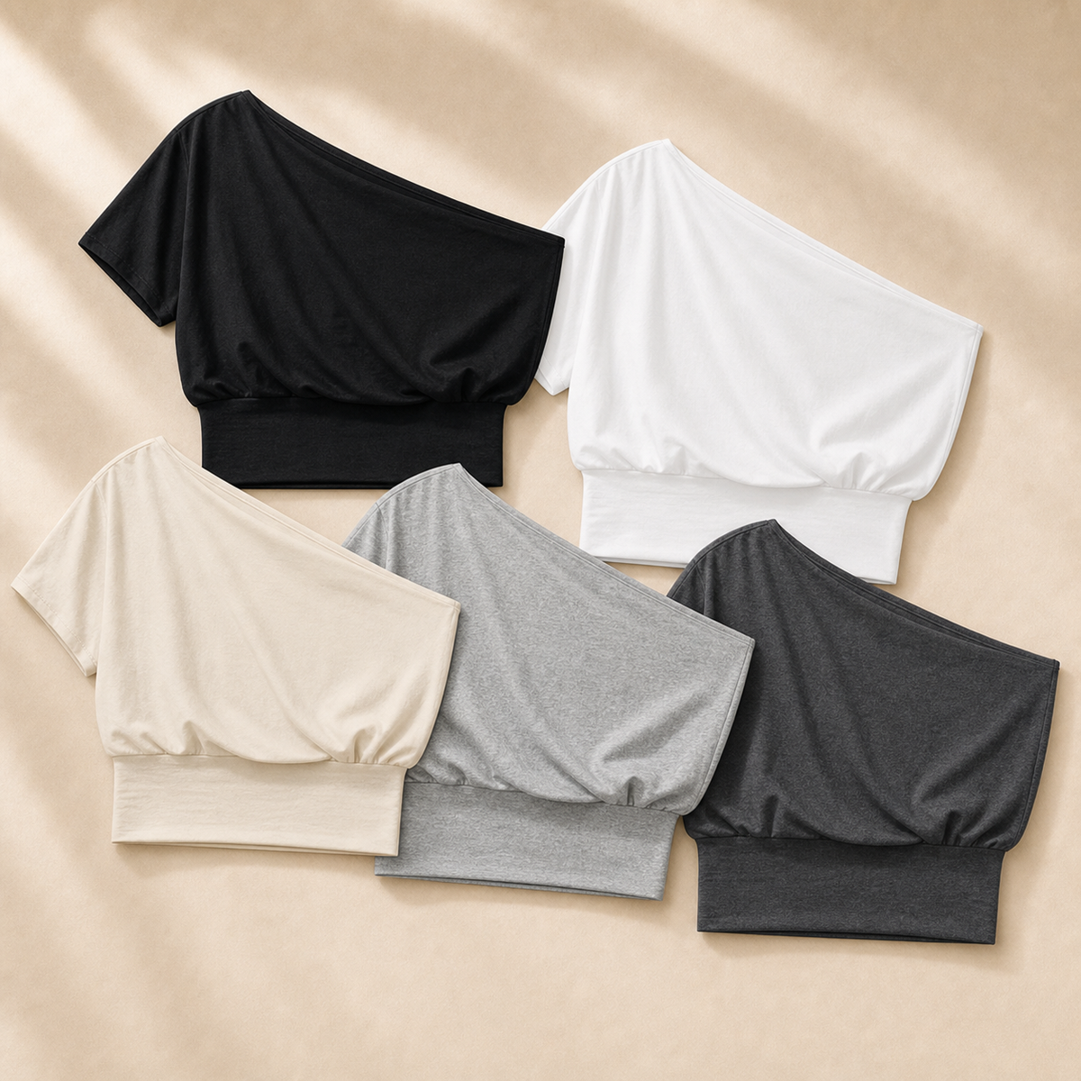 5-Pack Core Set women's one-shoulder tops