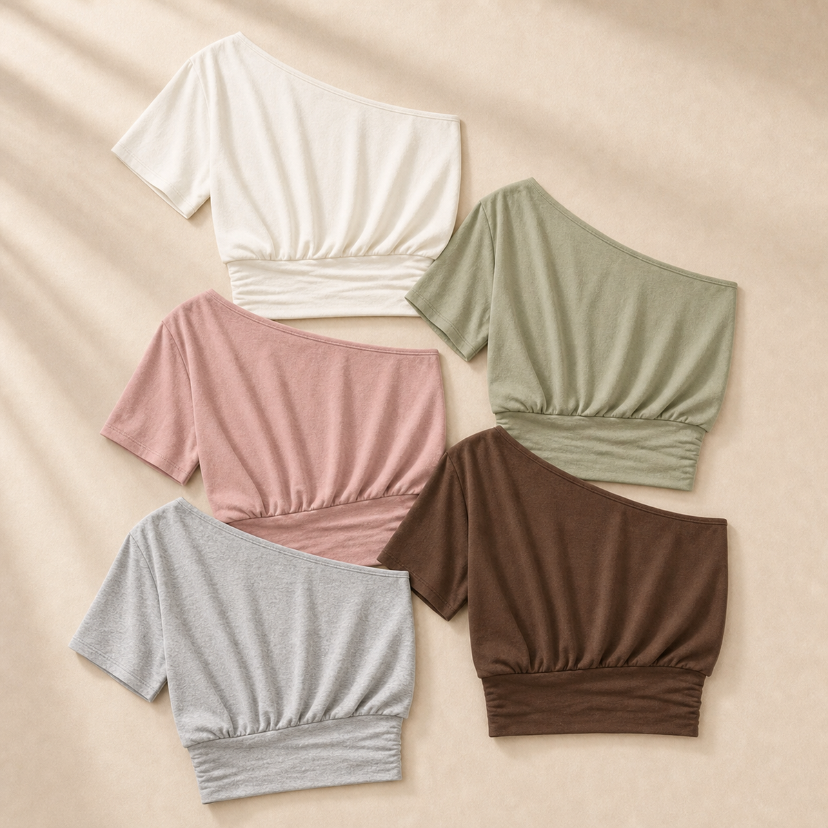 5-Pack Soft Set women's one-shoulder tops