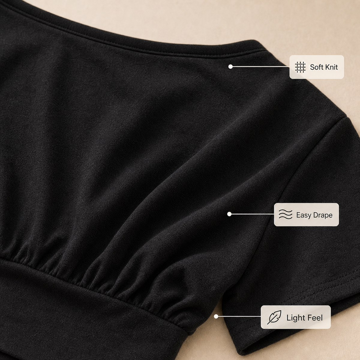 Soft knit fabric detail image