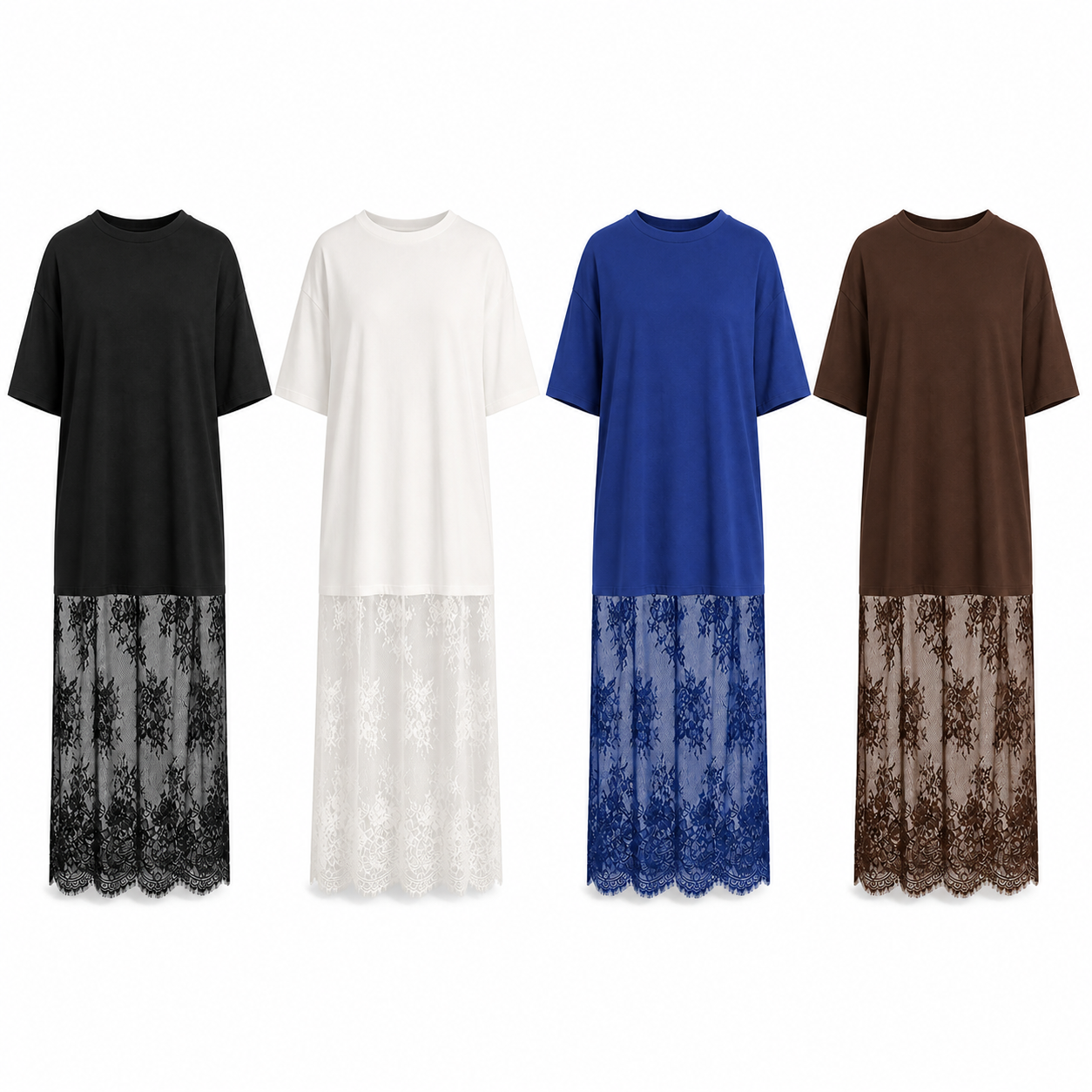 4-Pack Classic oversized lace-hem dress set