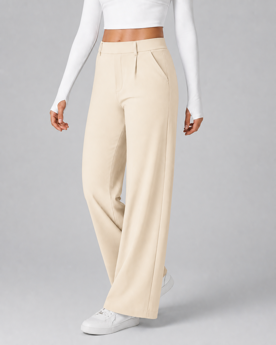 Oat Milk women's straight-leg stretch work pants 8-pack