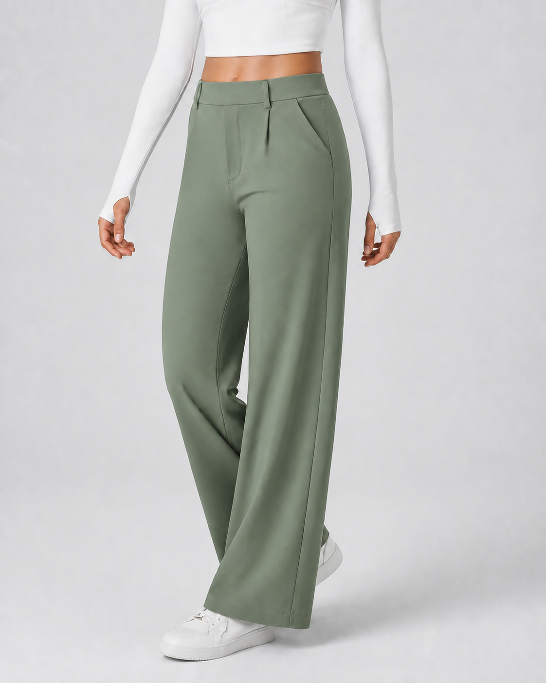 Stone Green women's straight-leg stretch work pants 8-pack