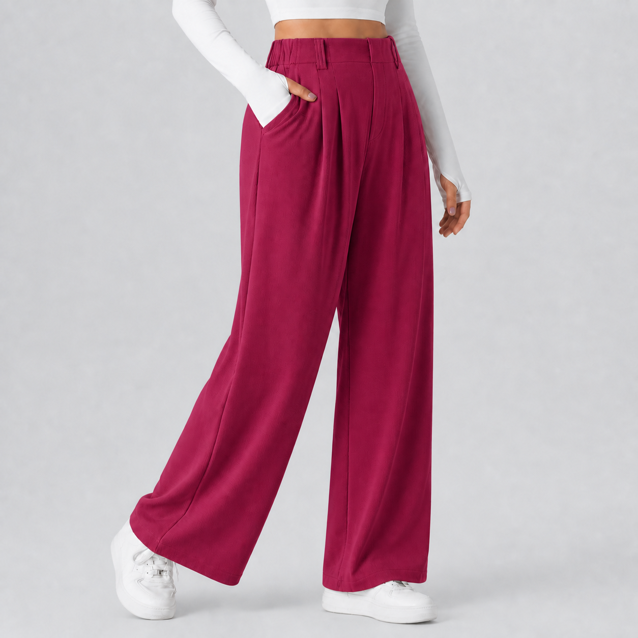 Anemone women's high-waisted waffle wide-leg work pants 8-pack