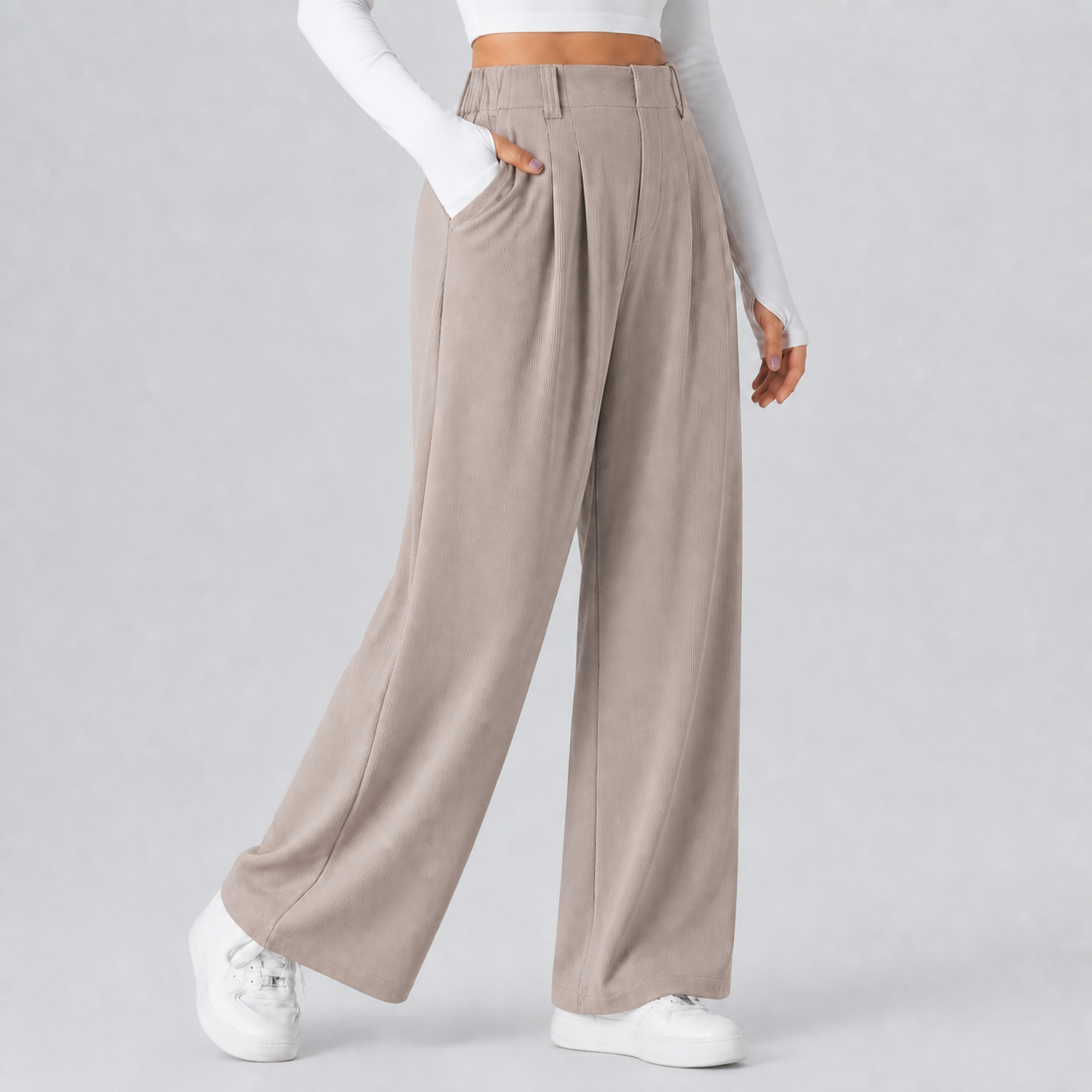 Mink Ash women's high-waisted waffle wide-leg work pants 8-pack