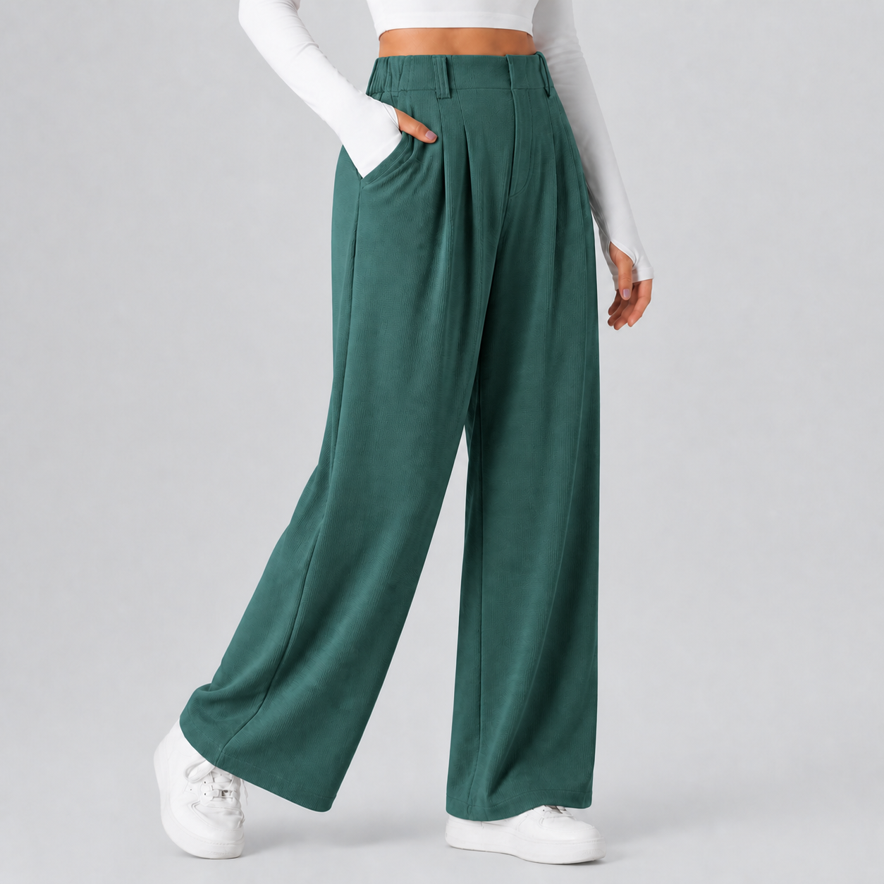 Mountain Spring women's high-waisted waffle wide-leg work pants 8-pack