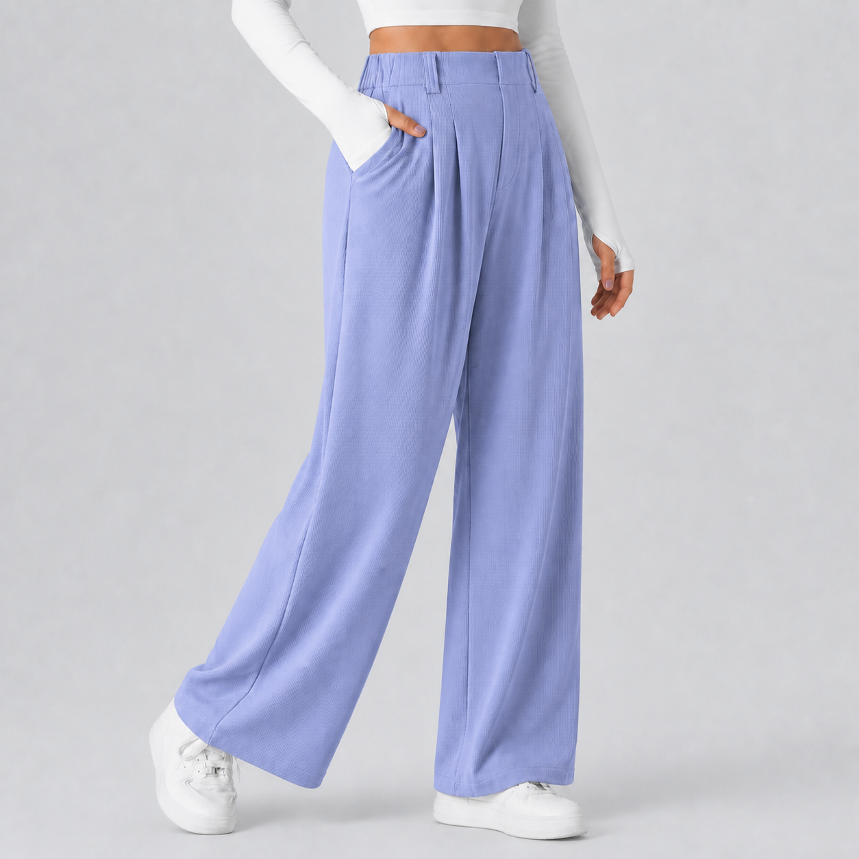 Omphalodes women's high-waisted waffle wide-leg work pants 8-pack