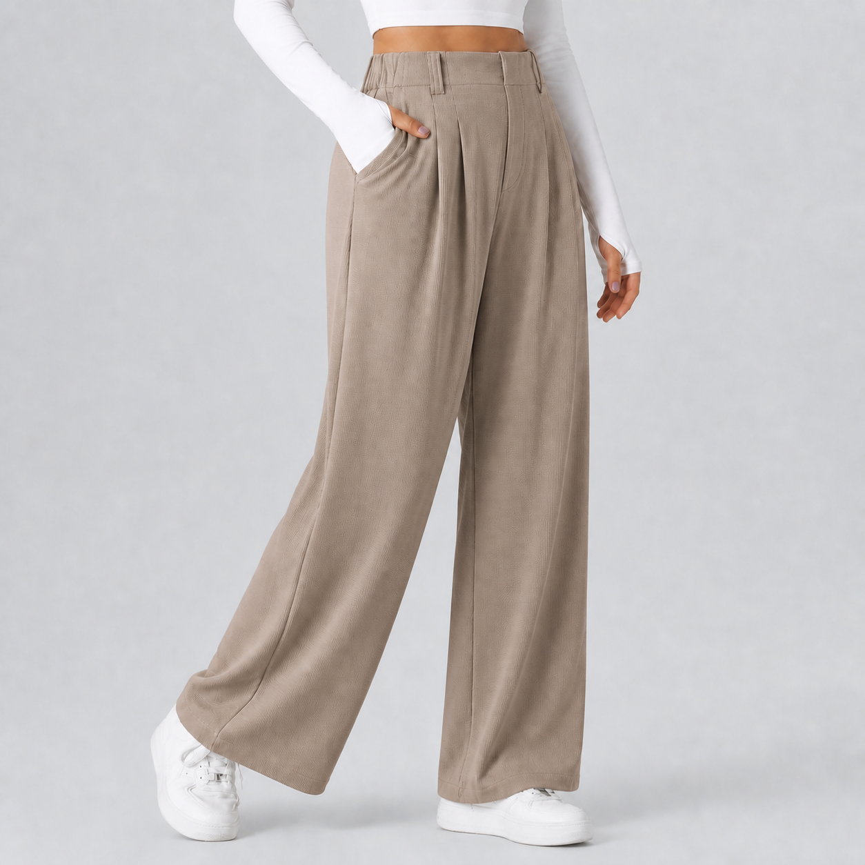 Partridge women's high-waisted waffle wide-leg work pants 8-pack
