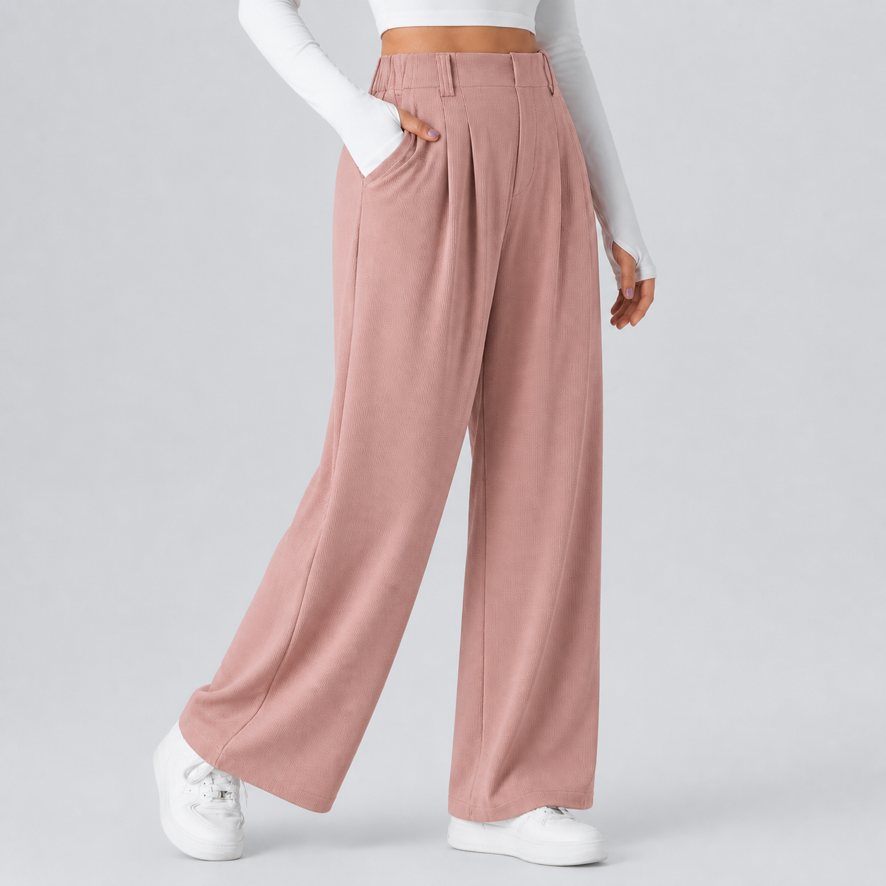Rose Tan women's high-waisted waffle wide-leg work pants 8-pack