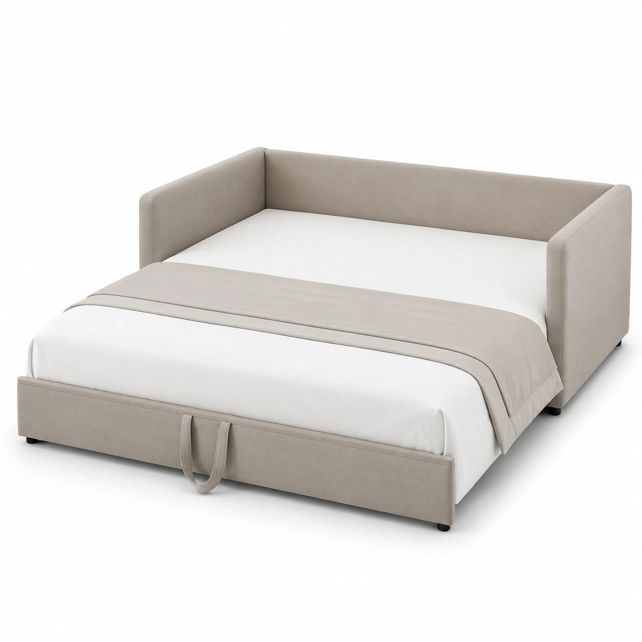 Sofa cama con cajones color beige-vivoranest