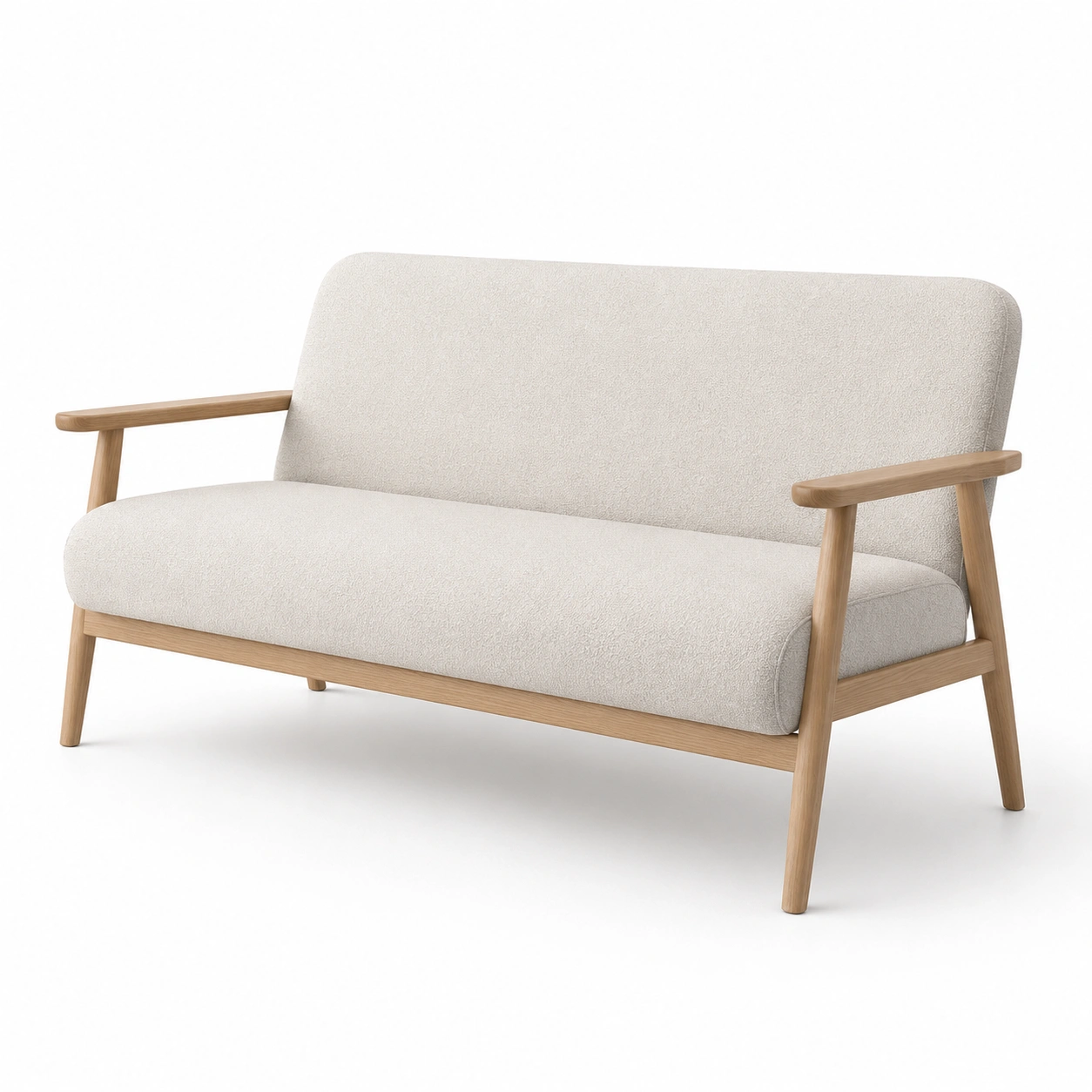 Sofa de 2 plazas color marfil con estructura de madera-vivoranest