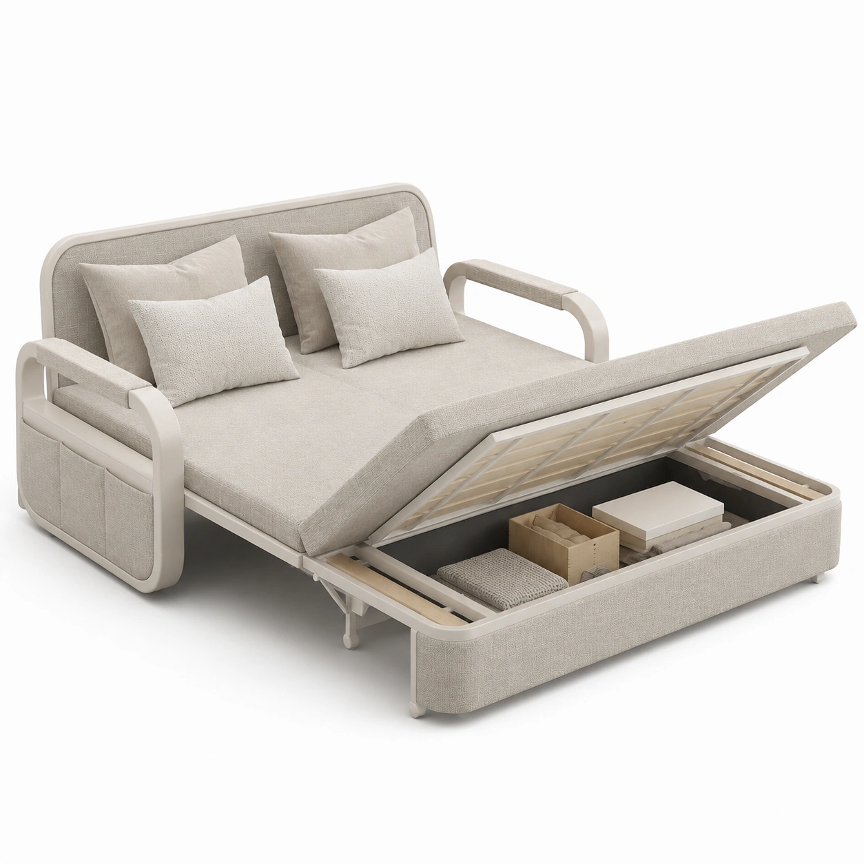 Sofa con almacenaje color beige-vivoranest