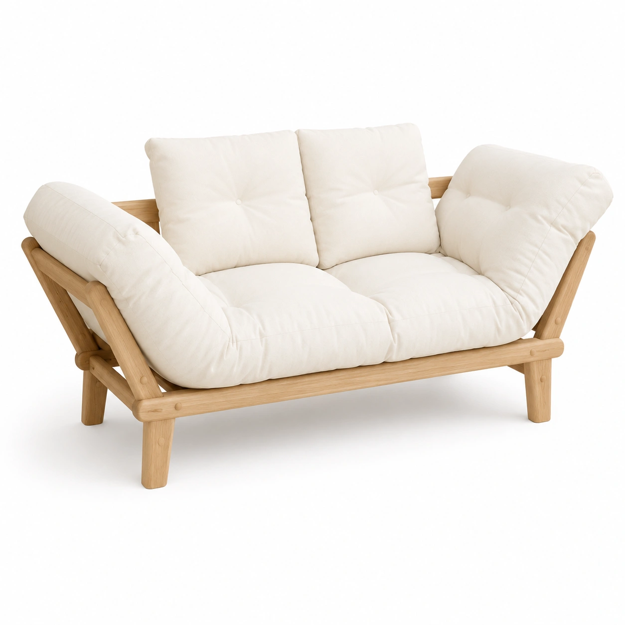 Sofa tapizado de 2 plazas con estructura de madera natural-vivoranest