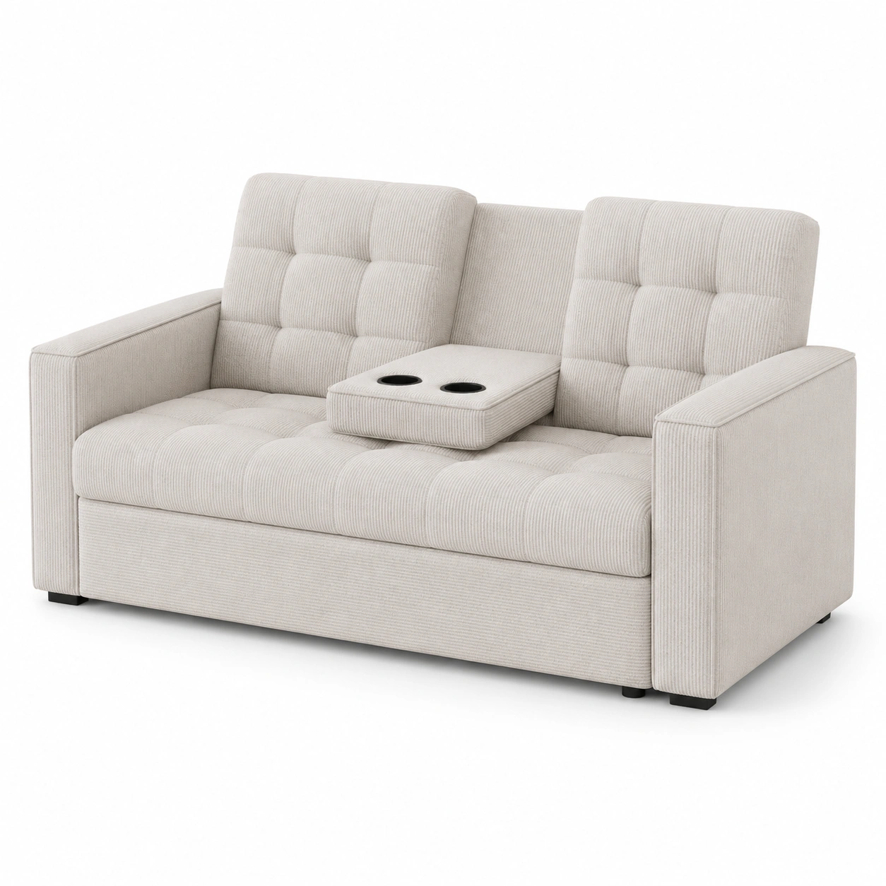 Sofa de 2 plazas de pana color marfil-vivoranest