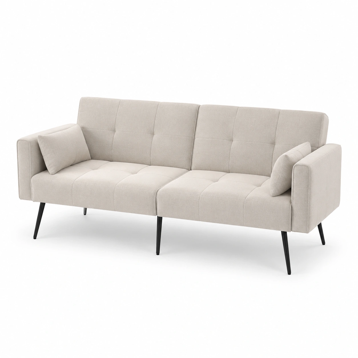 Sofa de 3 plazas color marfil con patas negras-vivoranest