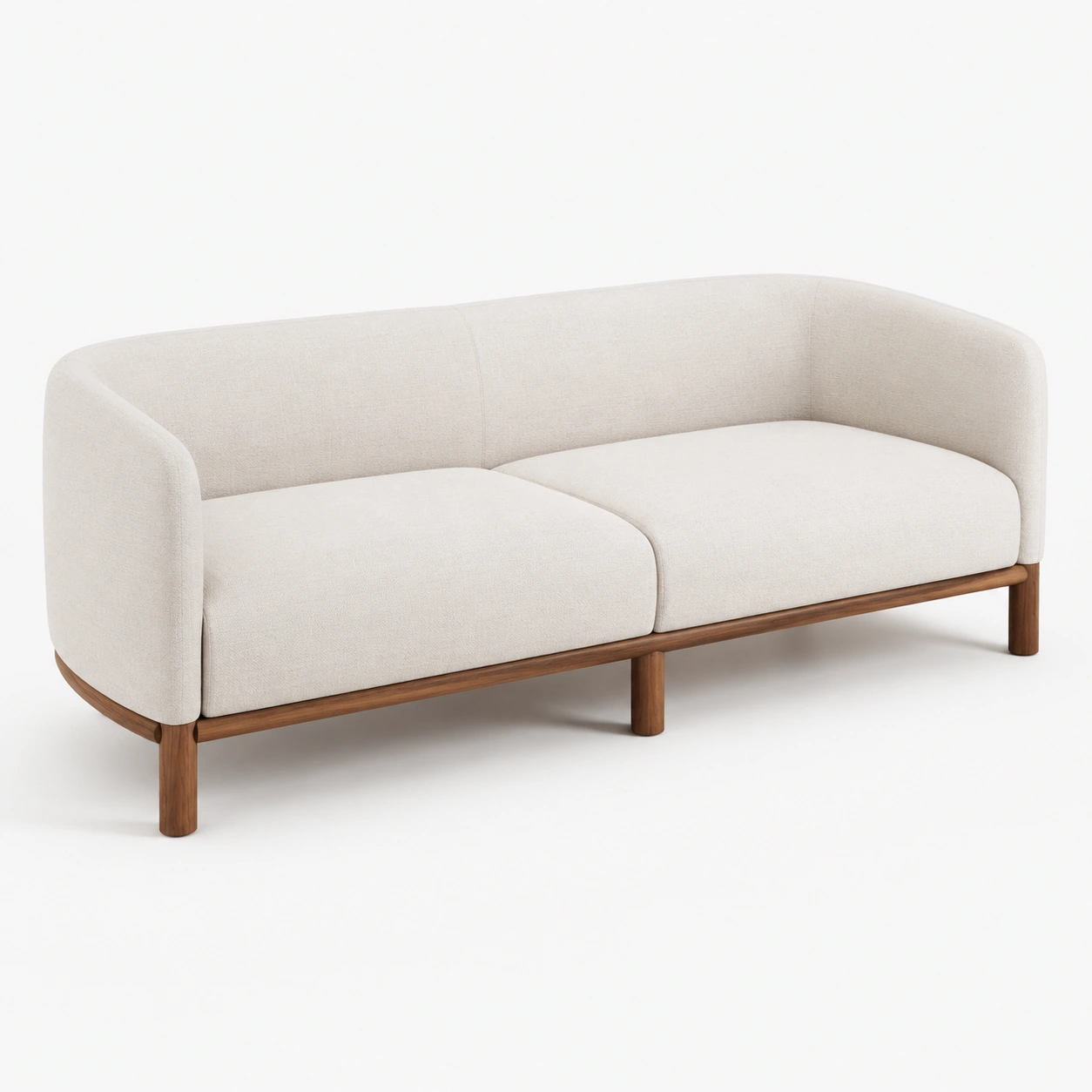 Sofa curvo de 3 plazas color marfil-vivoranest