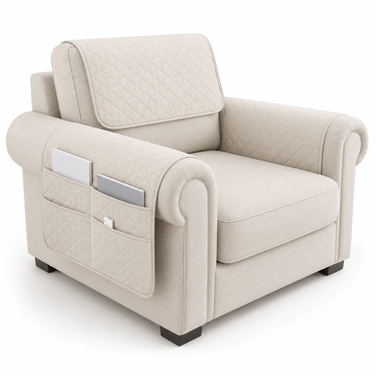 Funda protectora para sillon individual color marfil-vivoranest