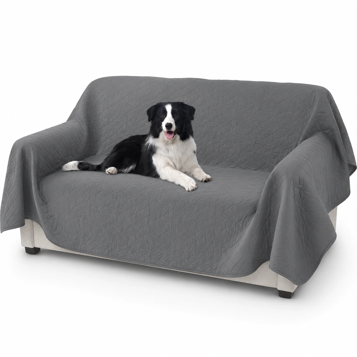 Funda impermeable gris para sofa con estampado de perro-vivoranest