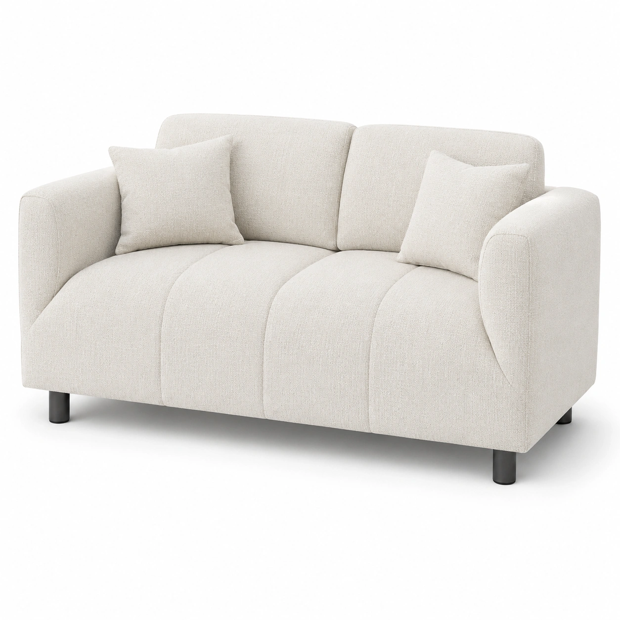 Sofa beige de 3 plazas estilo minimalista-vivoranest