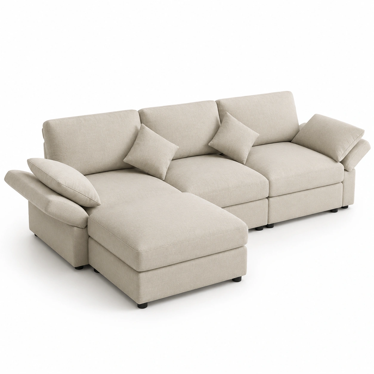 Sofa tapizado en L color marfil-vivoranest