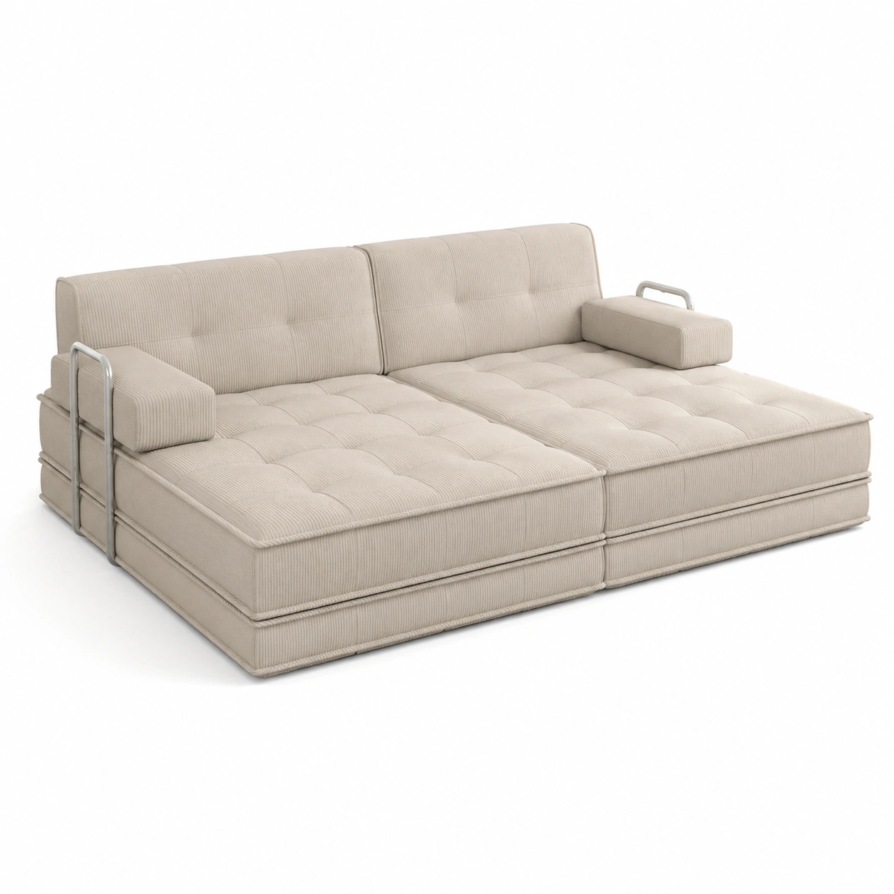 Sofa cama plegable color beige-vivoranest