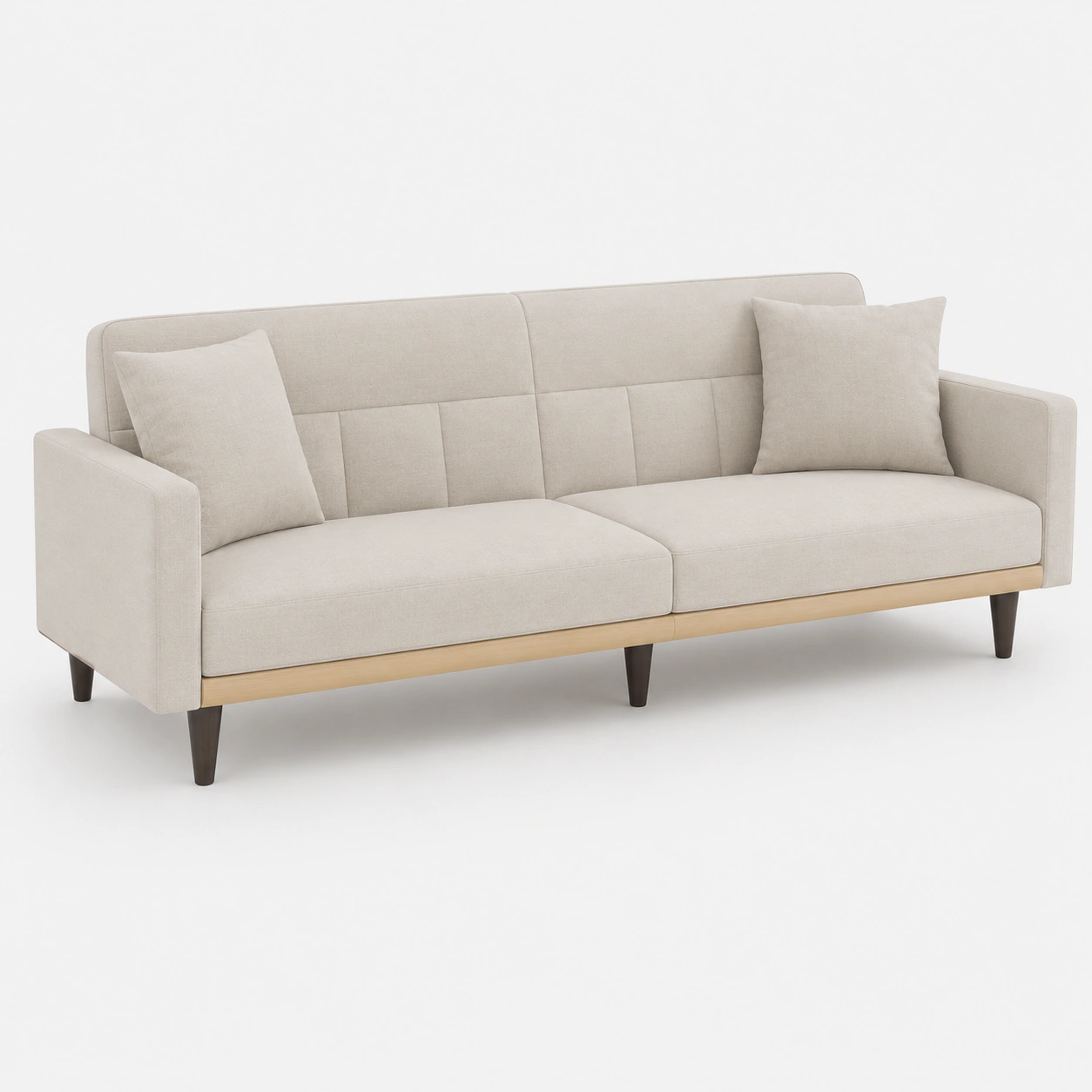 Sofa de 3 plazas con base de madera color marfil-vivoranest