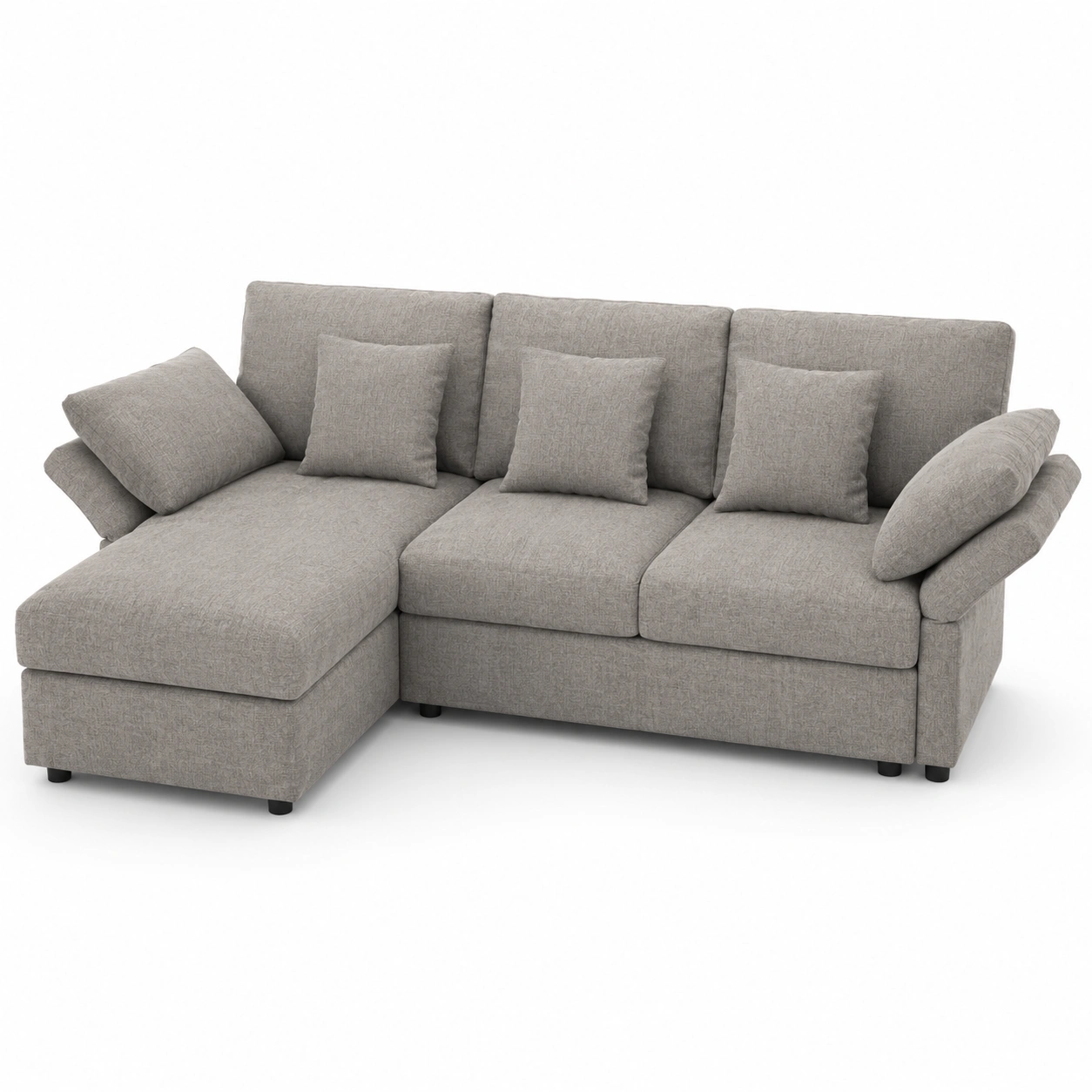 Sofa tapizado gris con chaise longue izquierda-vivoranest