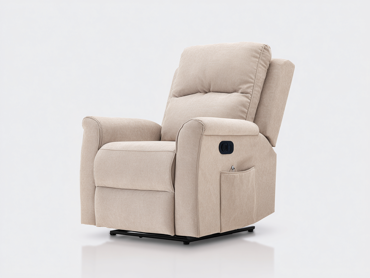 Liegesessel Stoff 90x94x110 cm - beige und schwarz - mit Relaxfunktion-Sirizinest