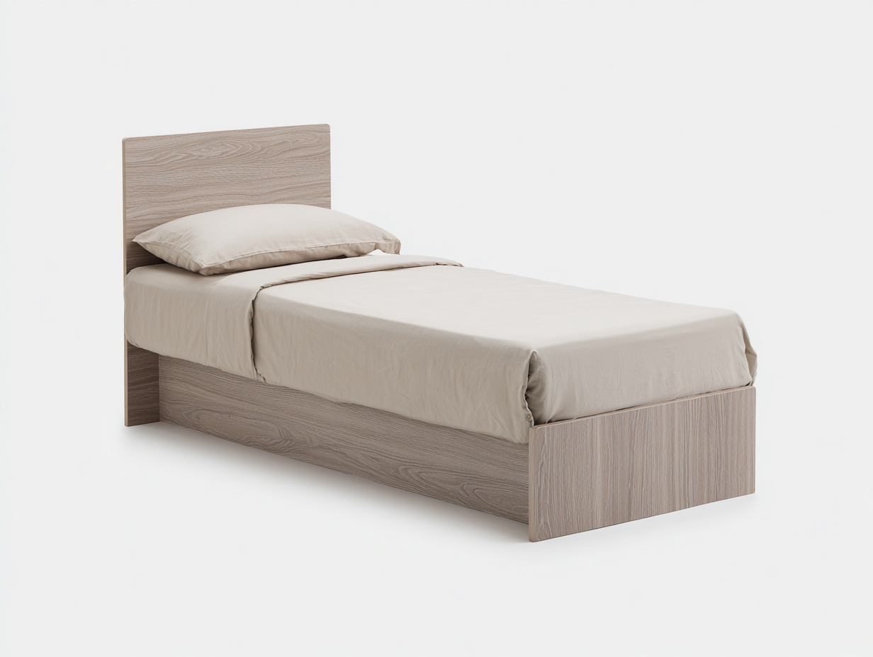 Einzelbett Holz 207x99x91 cm - graubeige - schlichtes modernes Design-Sirizinest