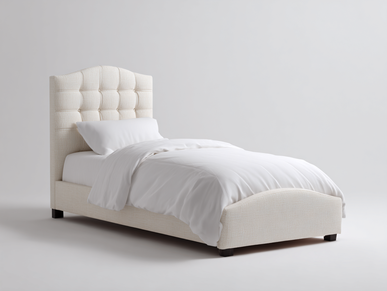 Einzelbett Polsterbett 200x90x115 cm - Creme - klassisches Design-Sirizinest