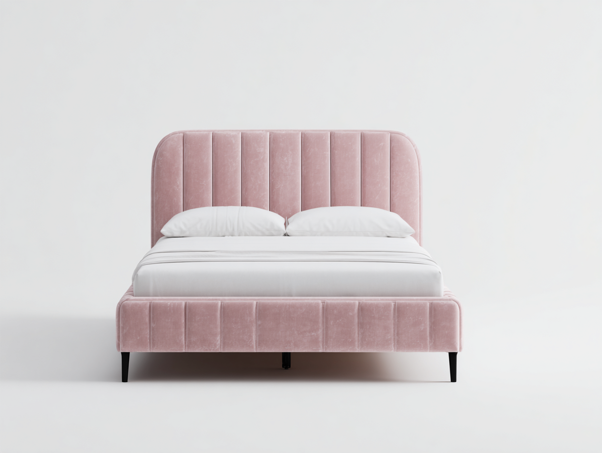 Doppelbett Samtbezug 208x166x118 cm - Rosa - Modernes Schlafzimmerdesign-Sirizinest
