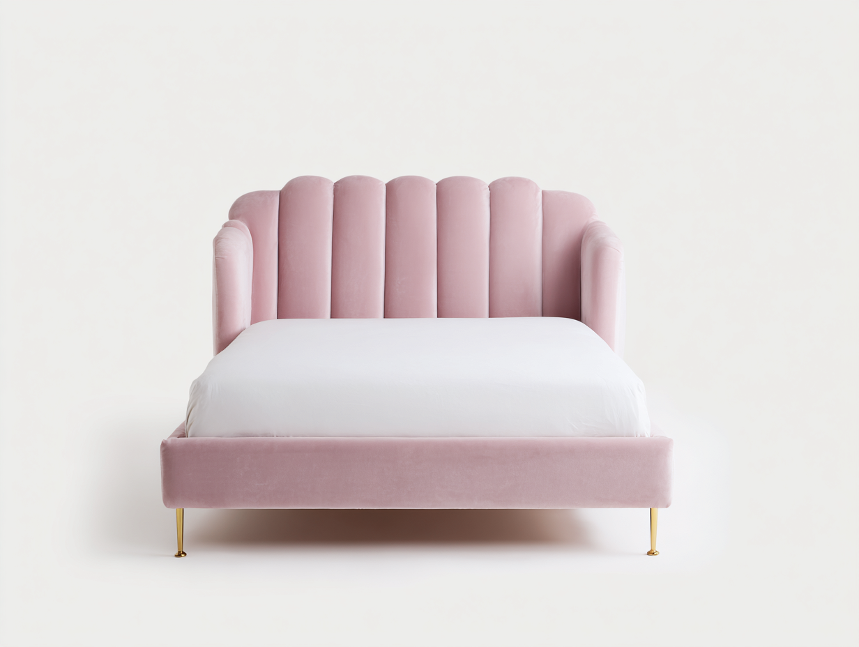 Doppelbett Samtbezug 210x168x125 cm - Rosa - Glamour Schlafzimmerdesign-Sirizinest