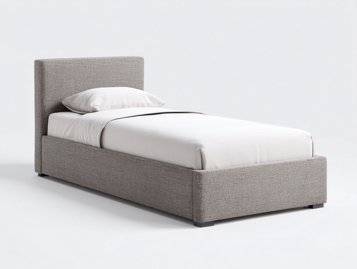 Einzelbett Stoffbezug 208x104x110 cm - Grau - Modernes Schlafzimmerdesign-Sirizinest