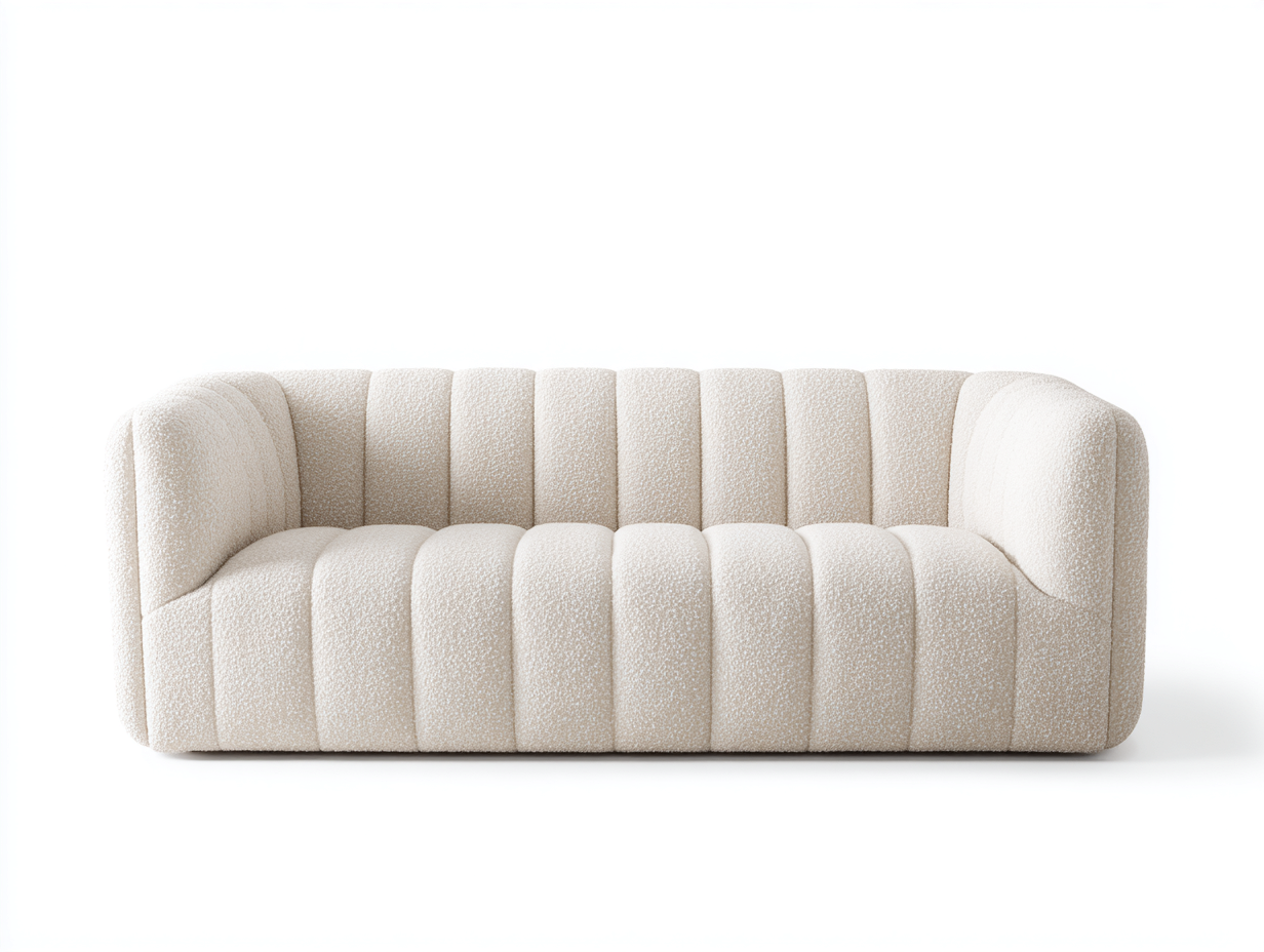 Zweisitzer Sofa Boucléstoff 135x80x73 cm - cremeweiß - modernes Design für das Wohnzimmer-Sirizinest
