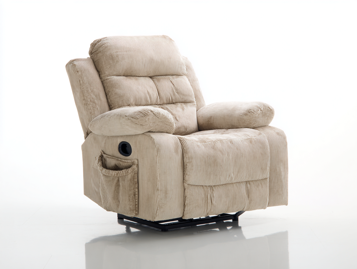 Liegesessel Cordstoff 90x98x106 cm - Beige - Komfortables Relaxdesign-Sirizinest