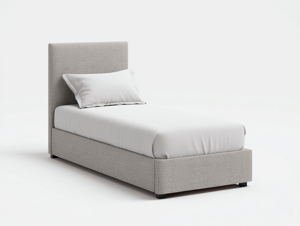Einzelbett Polsterstoff 208x102x105 cm - hellgrau und schwarz - modernes Design-Sirizinest